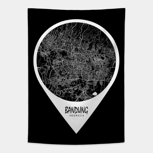 Bandung, Indonesia City Map - Travel Pin Tapestry by deMAP Studio