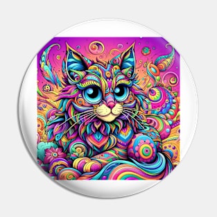 Psychedelic Cat #3 Pin