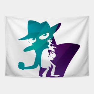 DoofenPerry Purple and Teal Silhouette Tapestry