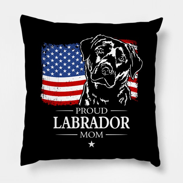 Proud patriotic Labrador Mom American Flag dog Pillow by wilsigns