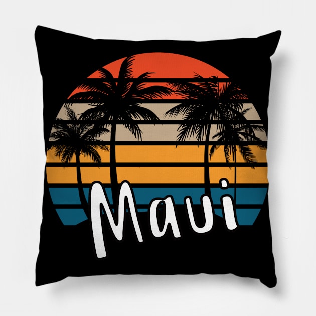 Maui Retro Vintage Sunset Design Pillow by eliteshirtsandmore