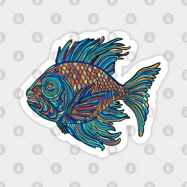 Light blue colorful fish drawing Magnet by DaveDanchuk