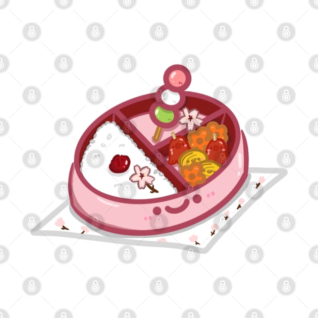 Kawaii Sakura theme pink bento box design sticker by Marie.c.doodles