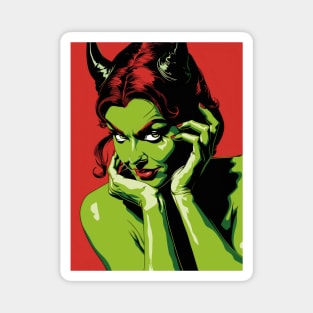 Female Demon Woman Pop Comic Art Illustration Magnet