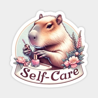 Self-care Capybara Painting Nails Magnet