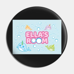 Personalised Narwhal 'Ella's Room' Sea Unicorn Bedroom Poster Door Sign Pin