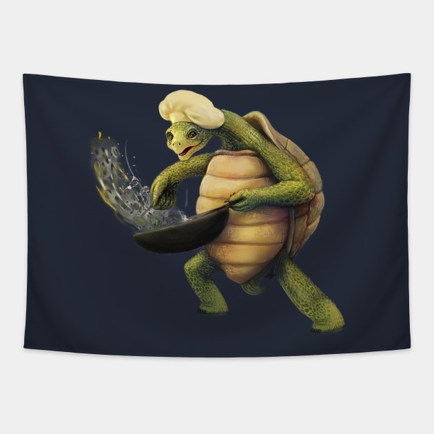 Chef turtle Tapestry by Corvons