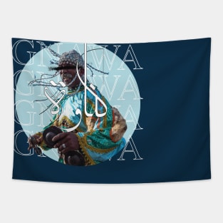 GNAWA T-shirt arabic writing  '' كناوة '' LIGHT BLUE DESGIN Tapestry