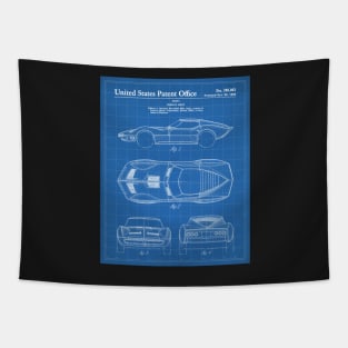 Corvette Patent - Vintage Corvette Art - Blueprint Tapestry