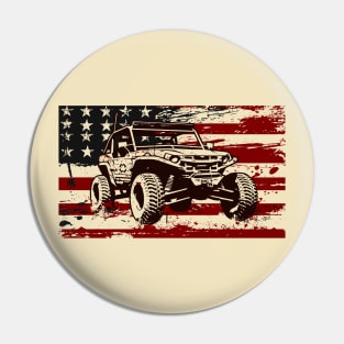 Retro USA Flag Dune Buggy Sand Driver 4x4 Beach rider Baja buggy Offroader Pin