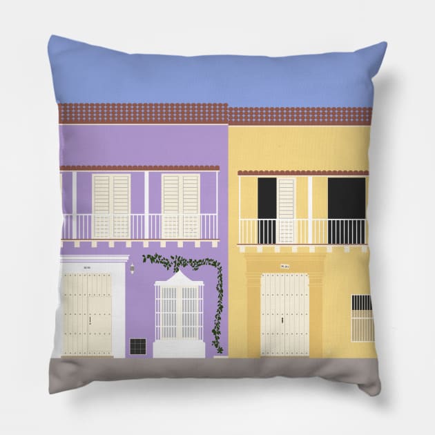 Old Town Cartagena, Colombia Pillow by lymancreativeco