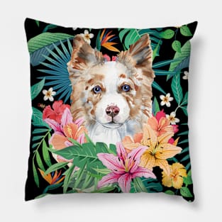 Tropical Red Merle Border Collie 4 Pillow