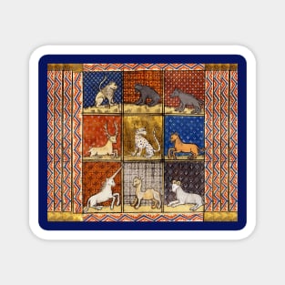 MEDIEVAL BESTIARY FANTASTIC ANIMALS IN GOLD RED BLUE COLORS Magnet