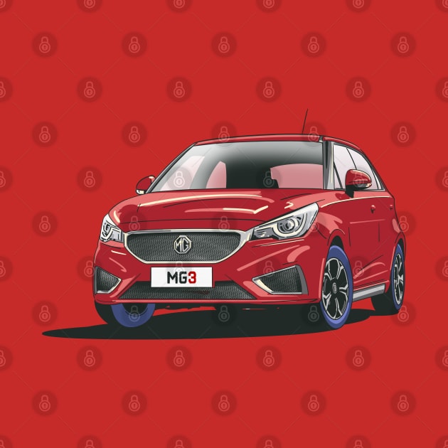 MG 3 Car in Ruby Red by Webazoot