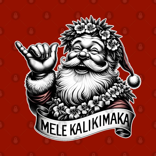 Mele Kalikimaka Hawaiian Christmas Santa Claus by E