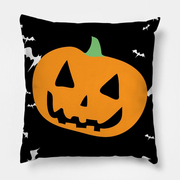 Happy Halloween - Orange Pumpkin Pillow by saradaboru