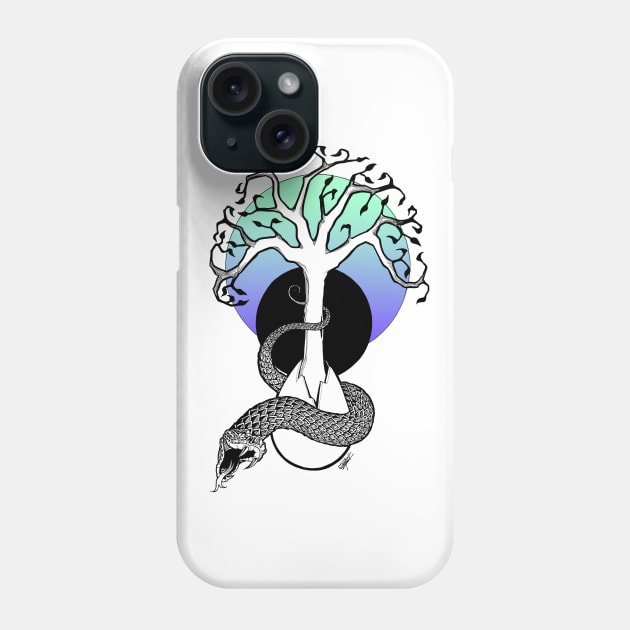 Yggdrasil & Jormungandr Phone Case by Indi Martin