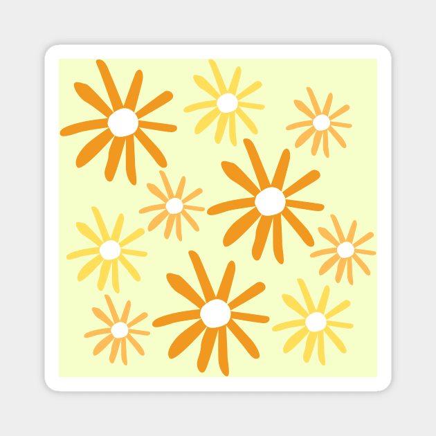 Simple Hand Drawn Flowers Pattern Magnet by Moshi Moshi Designs