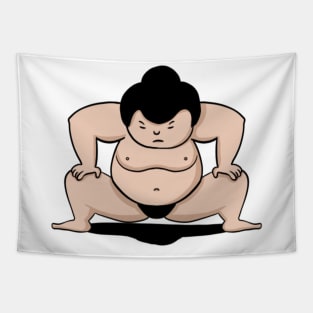 Mighty Showdown: Cartoon Sumo Wrestler Tapestry