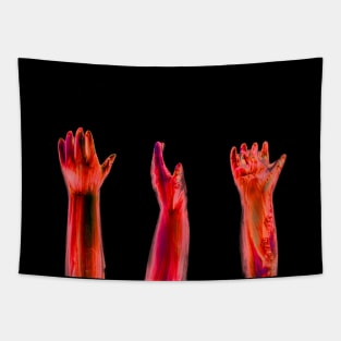 Freaky Halloween Broken Doll Zombie Hands Tapestry