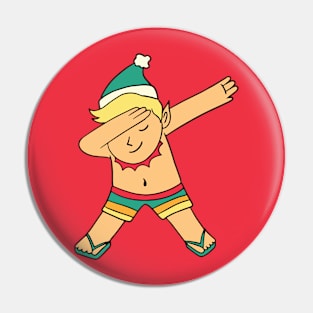 Cute Dabbing Christmas Elf Cartoon Pin