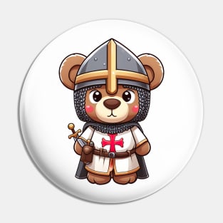 Cute Bear Warrior of the Crusades Pin