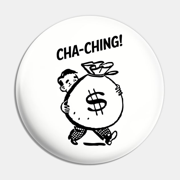 Cha-Ching! Retro Man Reseller with Money Bag - Black Pin by SmokyKitten