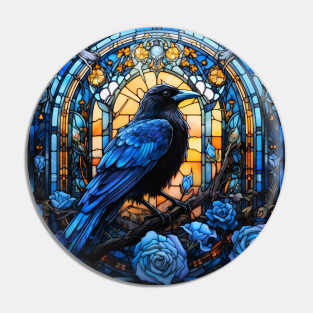 Raven On A Stained Glass Pin