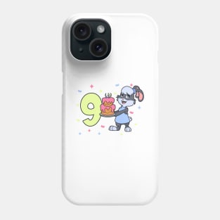 I am 9 with bunny - girl birthday 9 years old Phone Case