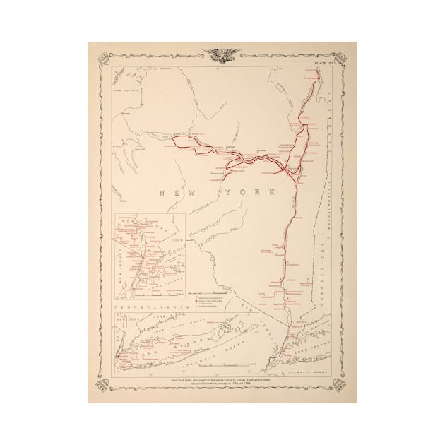 Old George Washington New York Campaign Routes Map (1932) Vintage NY Revolutionary War Atlas by Bravuramedia