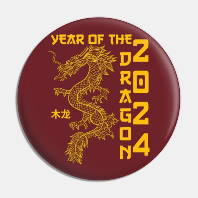 Lunar New Year 2024 The Year Of Dragon 2024 Men Women Kids Pin by AimArtStudio