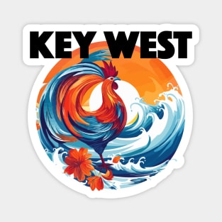 Key West - Rooster (with Black Lettering) Magnet