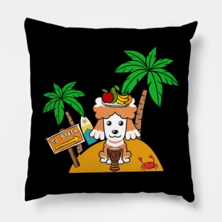 Funny poodle is on a deserted island Pillow