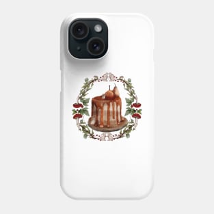 Beatrix Potter Inspired Baker Watercolor Caramel Cake White Rabbits Pears and a Mushroom Watercolor Wreath Phone Case