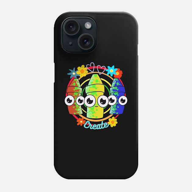 Primary Crayon Buddies Rainbow Border Phone Case by The Neon Seahorse