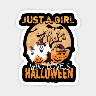 Just A Girl Who Loves Halloween, Funny Gift Idea For Halloween, Fall, Autumn And Thanksgiving Lovers Magnet