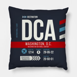 Vintage Washington DCA Airport Code Travel Day Retro Air Travel Pillow