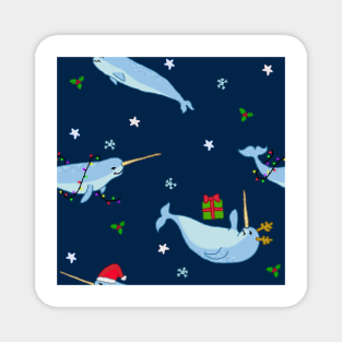 Christmas narwhal Magnet