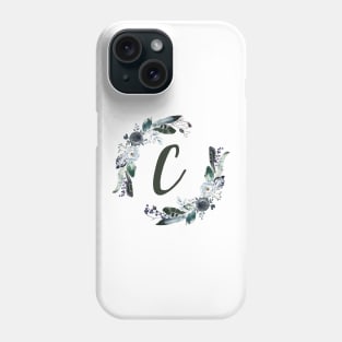 Floral Monogram C Dark Bohemian Flora Phone Case