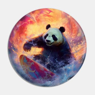 Pro-Surfing Panda: A Vibrant Fantasy Adventure Pin