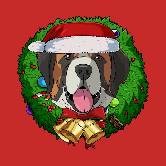 St Bernard Santa Christmas Wreath by Noseking