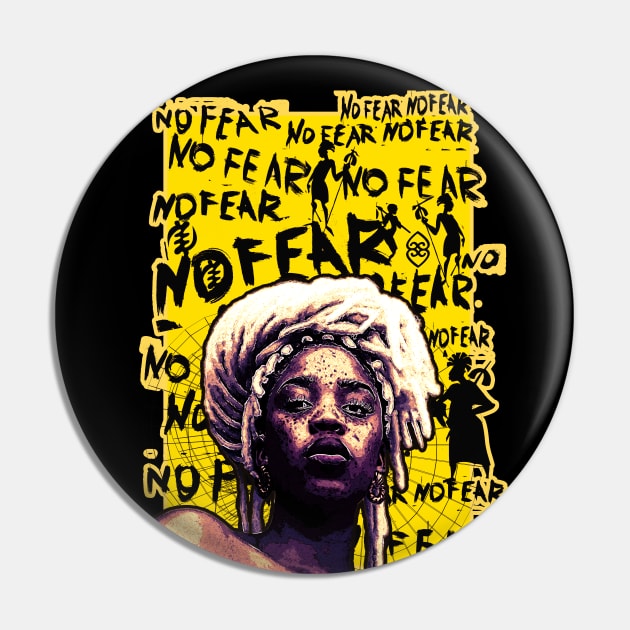 No Fear Strong Black Woman Adinkra Symbol Pin by Glass Table Designs