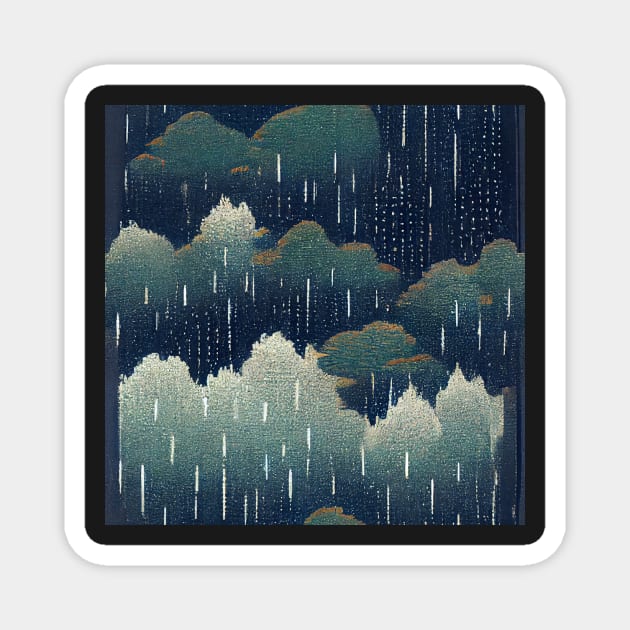 Heavy Rain Chiyogami Pattern Magnet by kansaikate