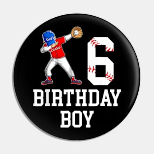 6Th Birthday Baseball Big Number Six 6 Year Old Boy Girl Pin