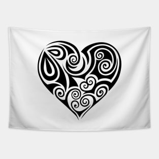 Image: Heart, Spirals (black) Tapestry