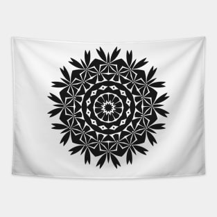 Mini Leaf Mandala (Black) Tapestry