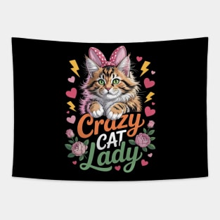 Floral Fashion British Longhair Crazy Cat Lady Mother Mommy Tapestry