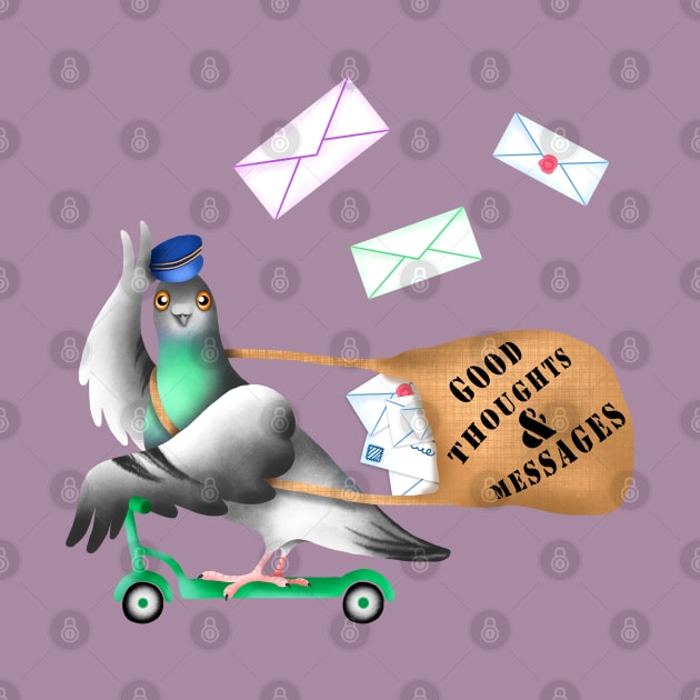 Pigeon Express (Mauve Background) by illucalliart