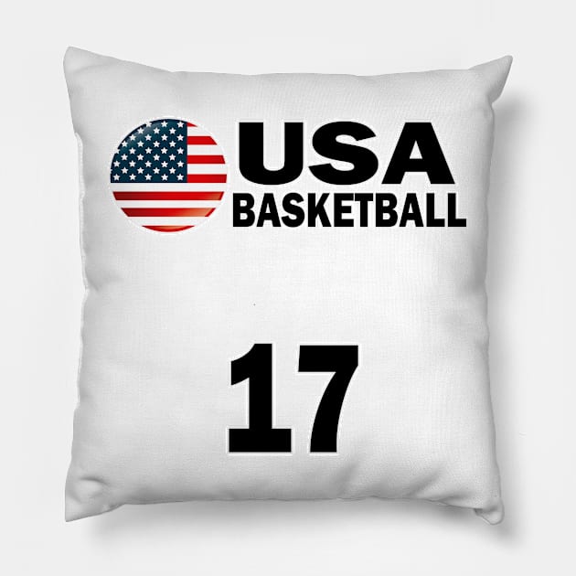 USA Basketball Number 17 T-shirt Design Pillow by werdanepo