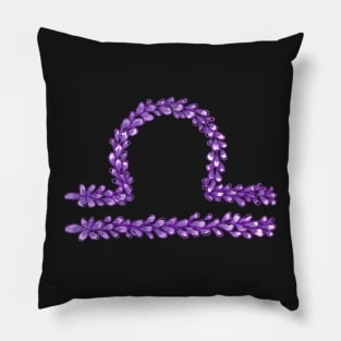 Hand Drawn Lavender Libra Zodiac Sign in Watercolor and Ink Pillow